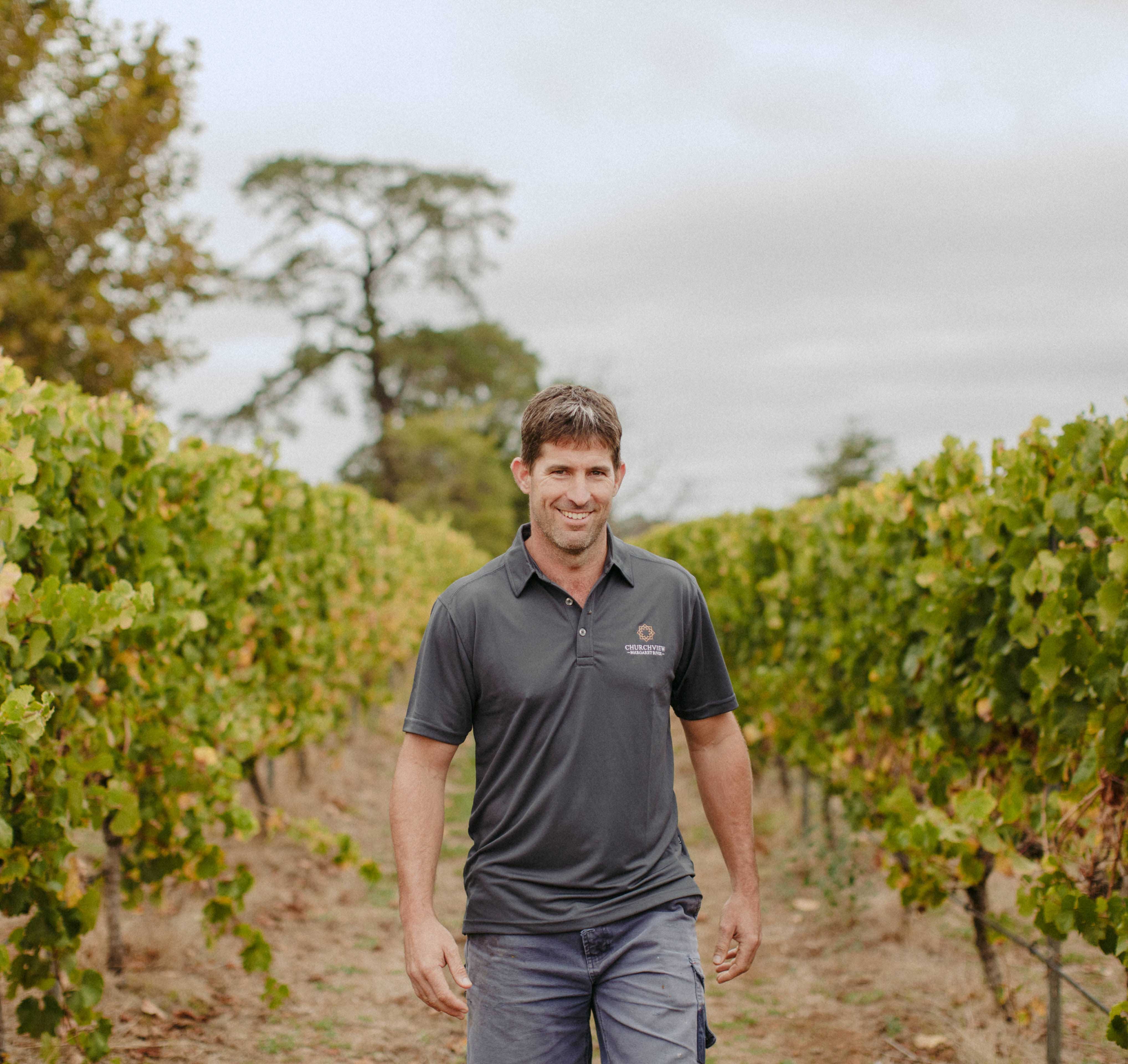 Director Ray walking in the vineyard